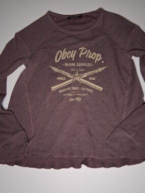 Small OBEY Propaganda Mural Services Purple Crewneck Sweatshirt